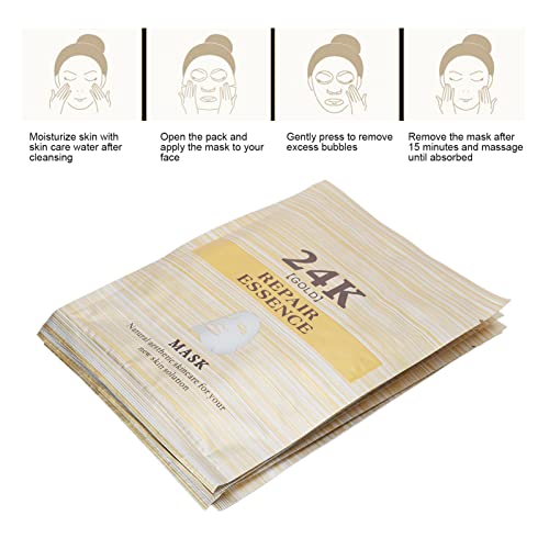 24к златен лист за маска за лице, смирувачки колаген што дише ја подобрува еластичноста На кожата Природна свилена навлажнувачка