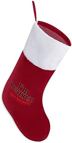 Јас сум во пензија, не истече Божиќно порибување Божиќно дрво камин што виси чорапи со кратка плишана манжетна декорација за домашна забава