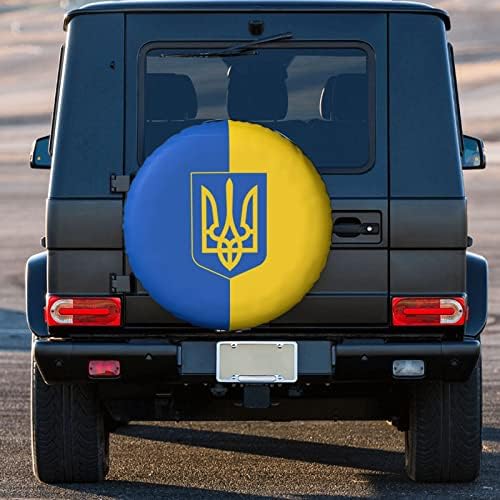 Украински знаме и грб со оружје на Украина гуми ги покрива заштитниците за заштита од прашина за прашина за заштита на гуми за SUVs