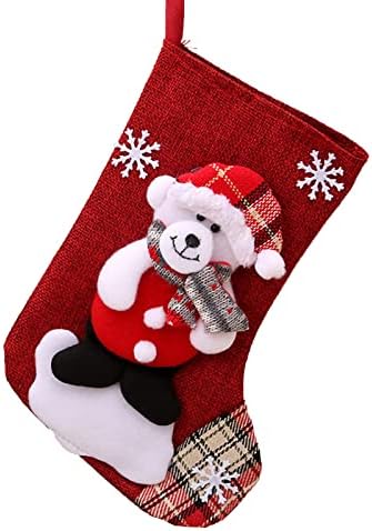 Божиќни чорапи крпа Божиќна чорапска торба и Божиќ што висат чорапи за украсување на забави и Божиќни црвенилони црвени серии Организатор на стакло