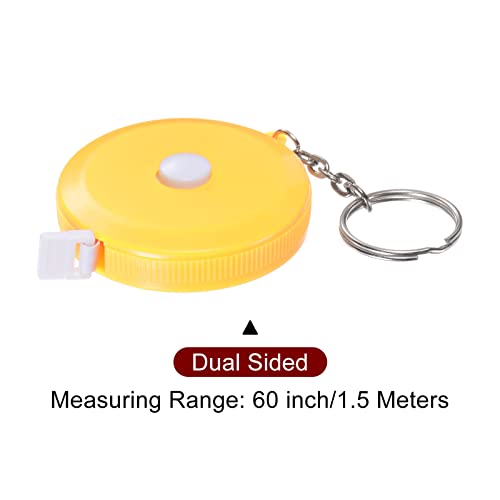 Мерна лента за мерење на Харфингтон 1,5м/60-инчи затегнати плочи за мерка на џебната големина на џебот со ланец на клучеви за мерења на тело,