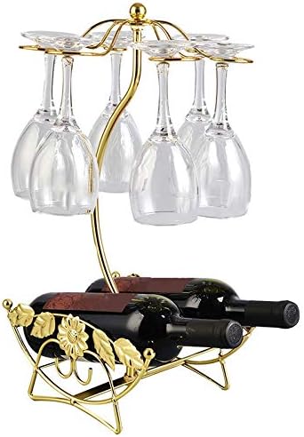 SMLJLQ железна жица јаворов лист шуплива винска решетката штанд виси чаши за пиење матични решетки за решетки за шише со шише стаклена чаша