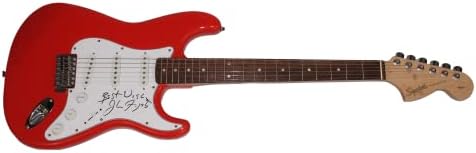 Fogон Фогерти потпиша автограм со целосна големина Црвена фендер Стратокастер Електрична гитара Б/ Jamesејмс Спенс ЈСА Писмо за автентичност