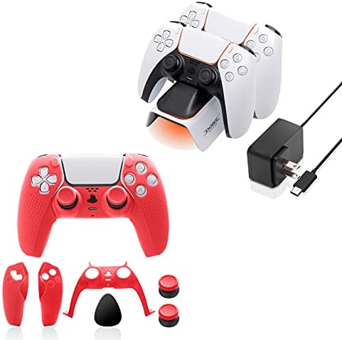 PS5 комплет за додатоци за контролори со двојна смисла, PS5 контролер за полнење на контролорот и PS5 Controller Contector Case