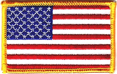 Американско знаме, злато граница САД - патриотско - железо на везена лепенка