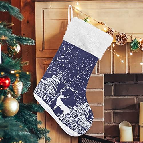 Алаза Божиќни чорапи снежни дрвја ела дрвја шумски ирваси класични персонализирани големи декорации за порибување за семејни сезонски празници