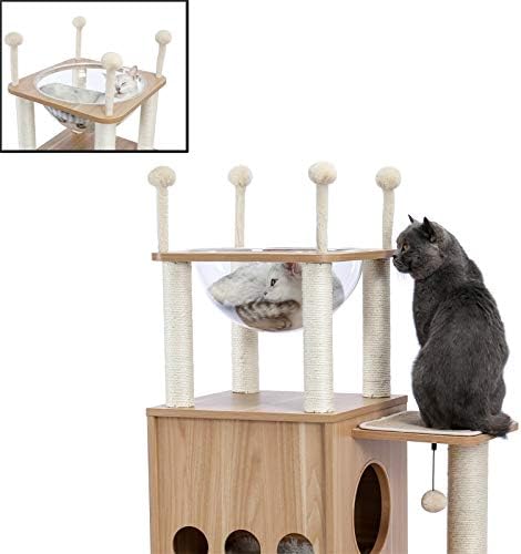 Канг-Л Мачка Дрво Модерна Мачка Кула За Миленичиња Игра Куќа Со Целосно Покривање На Сисал Столпчиња За Гребење Луксузни Кондоминиуми