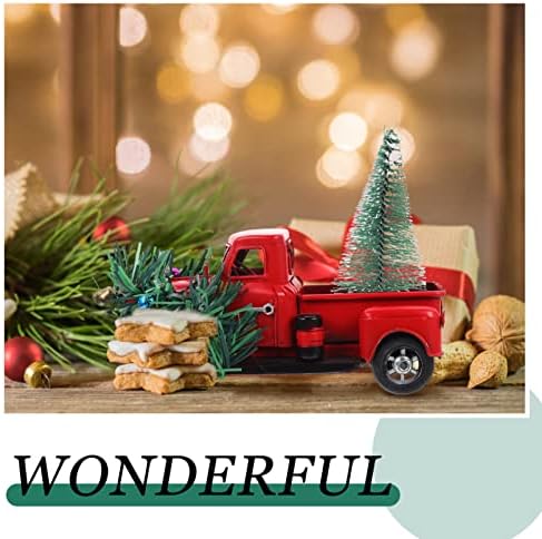 Подарок за подароци за домашни камиони за празници за празници, кујна Божиќна стара стил десктоп дрвја скулптура за украси гроздобер играчки