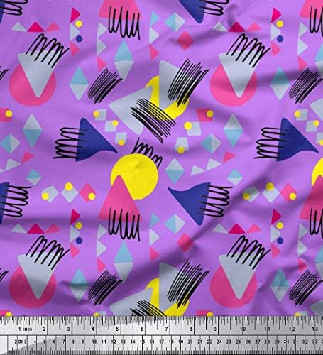 Соимои Пурпурна Памучна Маичка Ткаенина Круг &засилувач; Триаголник Геометриски Печатење Ткаенина Од Дворот 58 Инчен Широк