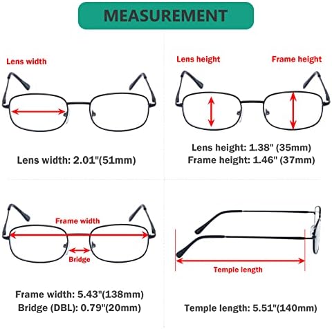 Очила за очи 4 Пара Класични Очила За Читање Метална Црна Рамка +1.50 Очила За Читање Со Пролетни Шарки За Мажи Жени Читање