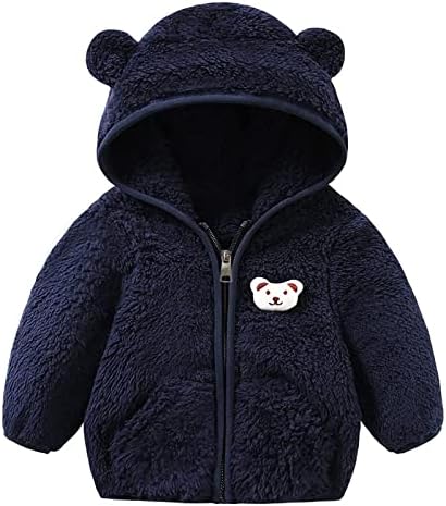 Новороденче новороденче девојчиња момчиња мечки мечки уши со аспиратор за надворешна облека, топло руно зимско палто момчиња ровови со