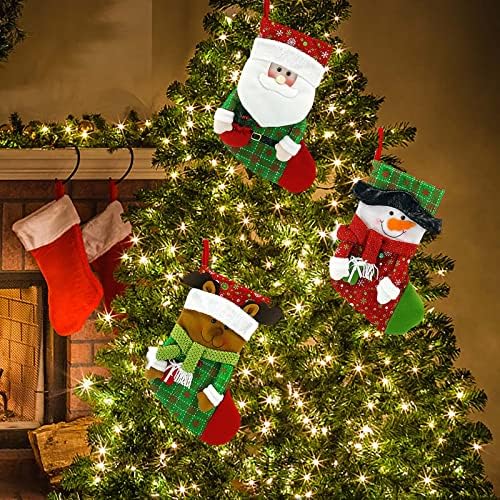 Божиќни Чорапи ОД МАЈВ Декорација На Новогодишна Елка Дедо Мраз, Снешко, Ирваси 3д Шема Божиќно Порибување Со Шамија Златно Црвени Украси За Приврзоци