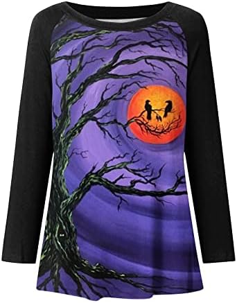 Тинејџерски девојки каваи блузи од тиква мачка графички врвни кошули со долги ракави екипаж Фестивал Ноќта на вештерките бренд блузи иг