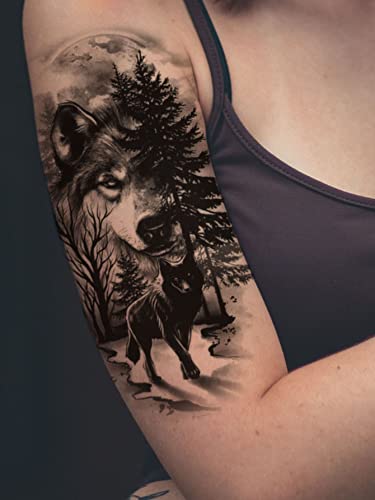Налепница за тетоважа со волк за печатење од 1 лист