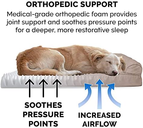 Furhaven XL ортопедски кучиња кревет и велур софа -стил w/ отстранлив капак за перење - бадем, џамбо