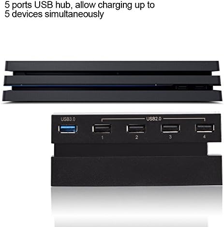 Mxzzand Adapter 5-Port USB Hub компатибилен со PS4 Конзола за игри