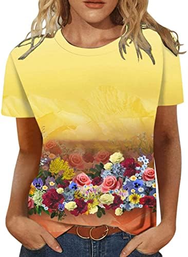 Облека со кратки ракави трендовски памучен екипаж врат графички бренд блуза мета за девојки лабава вклопена летна есен жени 9ц