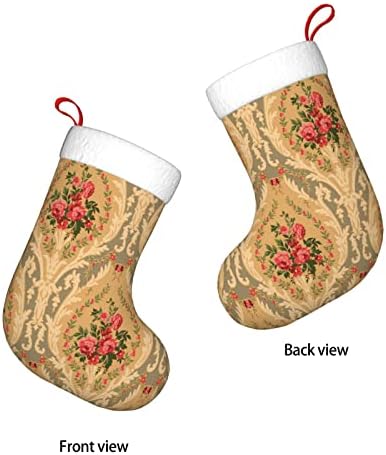 Аугенски Божиќни чорапи Апстракт цвет викторијански цветни двострани камин што виси чорапи