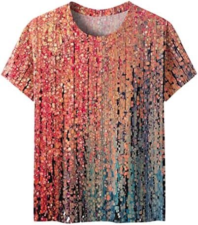 Дама 2023 облека мода со краток ракав екипаж на вратот графички лабав вклопување обичен врвен маица есен летен памучен врв за жени 2ц