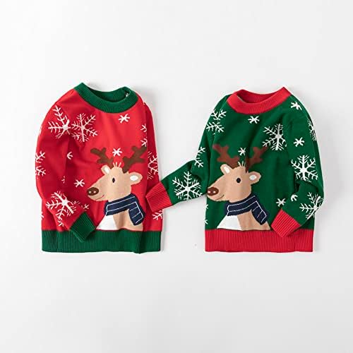 Јолсун дете грда Божиќна џемпер момче девојче смешни деца Божиќ пулвер џемпер топла екипаж зимска облека