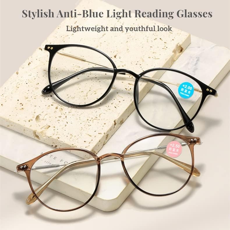 Тајар Анти -сина светлина за читање очила за мажи и жени TR90 Тркалезна рамка за читање очила за читање на лесни читатели