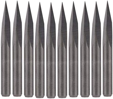 Планински мажи Трајни 10 парчиња 0,1 мм 20 степени карбид челик мелење CNC рутер Крајни мелници за PCB дрво акрилно сечење битови Професионални