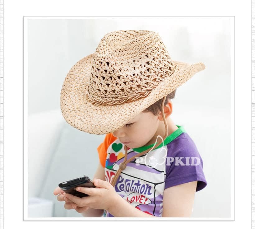 Широка капа од слама капа за жени/деца лето плажа Сонце капа од преклопување западната каубојска капа за дишење слама капаче на сонцето