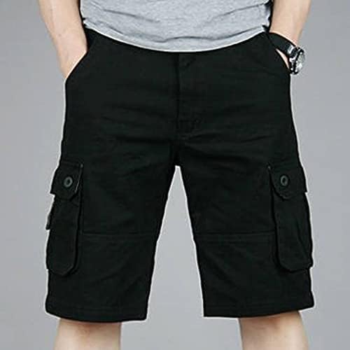 Машки карго шорцеви на RTRDE, отворени лабави обични панталони со цврста боја со цврсти бои за мажи