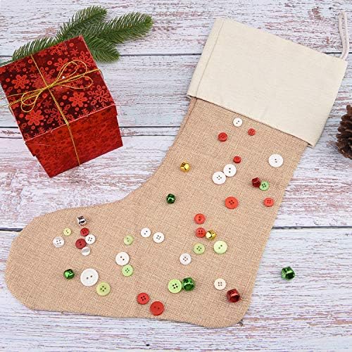 Livder 4 пакувања Бурлап Божиќни чорапи камин виси чорапи за Божиќна декорација DIY занает