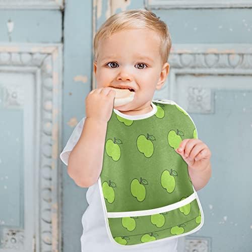 Јунзан Зелени Јаболка Шема Бебе Хранење Лигавчиња Едноставна Вода Отпорни На Памук Јадење Лигавчиња За Баб Момчиња