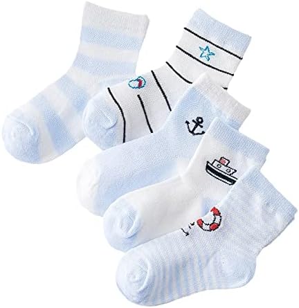 Blfyqb дете чорап чиста памучна спанда есенска тенка секција чорапи момче девојче решетка чорап 5 пара мрежа
