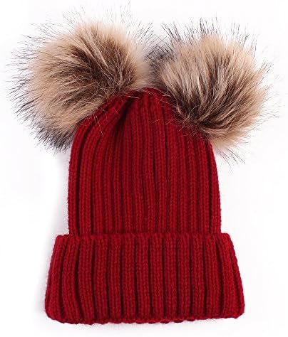 Оенбопо 2 парчиња родител-дете капа зимски потопло, капа за бебиња/женски капа, мајка и бебе плетено капаче бени зимско топло капаче
