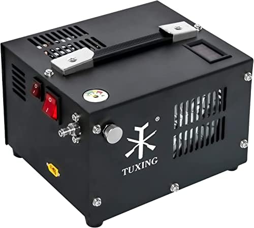 Tuxing Compressor Air Compressor, 4500psi/300bar, ладење на масло/без вода и вентилатор, Protable Air Compressor HPA Pump 110V