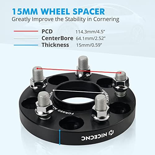 NICECNC 2PCS 20 mm Hubcentric Wheel Spacers и 2 парчиња растојанија на тркала од 15мм Hubcentric компатибилни со Tesla Model 3