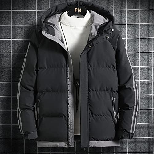 Јакни за мажи зима нова лабава боја блок задебелена памучна јакна од памук, обичен палто јакни