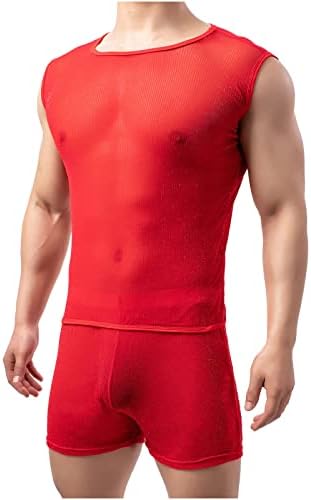 Машки мускулни кошули кошули без ракави за вежбање на теретана Врвен мускул Видете низ цврста боја на блуза o вратот тенок вклопуваат