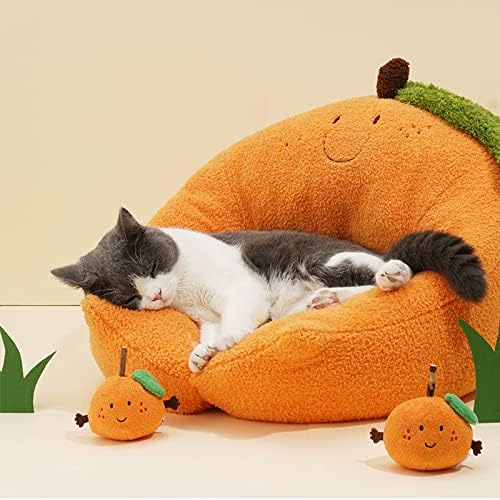 Портокалово Легло За Мачки Зимски Топол Кревет За Затоплување Миленичиња, Подлога За Отпадоци Што Се Одвојува, Универзален Мек