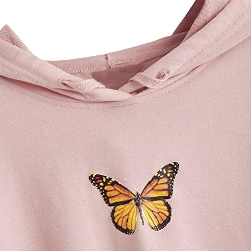 Женски долги ракави култури врвни дуксери од пеперутка вез од патент кошула дами врвови тинејџери девојки пулвер џемпери со џеб