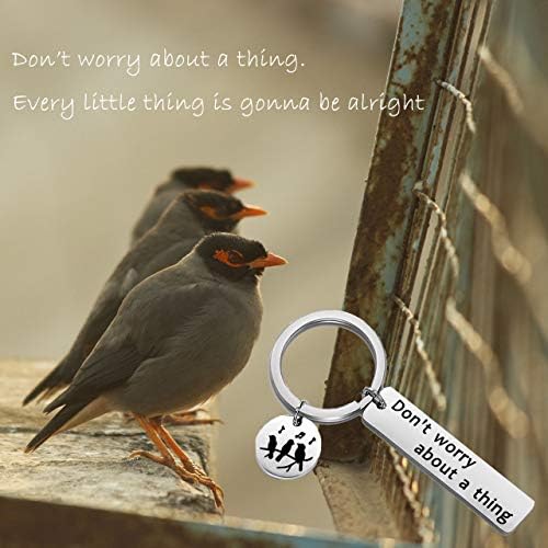 Не Грижете Се За Нешто Приврзок За Клучеви Три Мали Птици Накит Инспириран Од Охрабрување Подароци За Пријателство