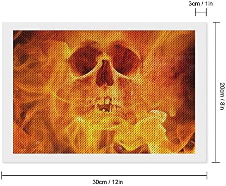 Оган Пламен Череп Дијамант Сликарство Колекции 5D DIY Целосна Вежба Кристал Уметности Ѕид Декор за Возрасни 8x12