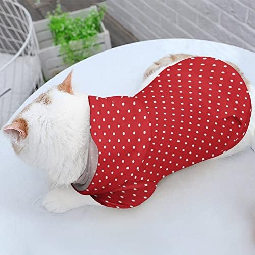 Црвени точки Божиќна мачка Едноделна кошула Трендовски костум за кучиња со додатоци за миленичиња со капа