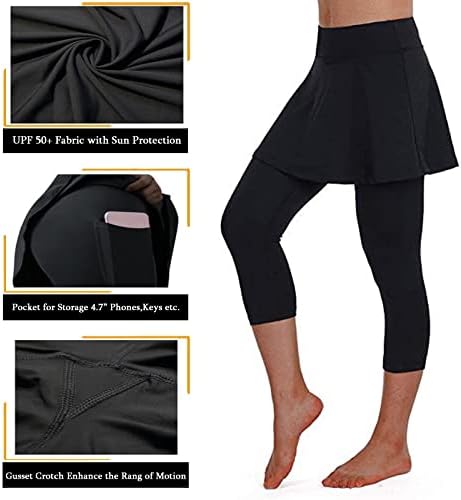 Тениски тенис здолништа со џебови за жени за жени Голф Срортс здолништа со хеланки на капри за јога атлетски обични