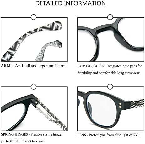 Кокобин 4-пакет Очила За Читање Сина Светлина Блокирање Модни Нозе Тркалезни Удобни Читатели За Жени И Мажи