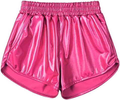 Парфедни девојки метални шорцеви искривени сјајни топли панталони злато/сребрена/розова облека