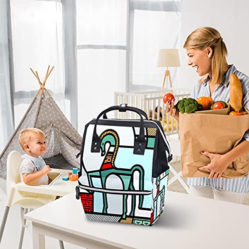 Геометриски Торбички За Пелени За Коњи Ранец За Мумии Торба За Пелени Со Голем Капацитет Патна Торба За Нега На Бебиња