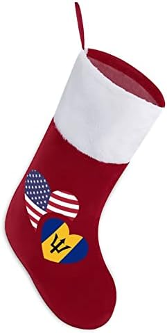 Барбадос нас, знаме Божиќни чорапи, порибување на Божиќни дрвја Дедо Мраз што виси украси за одмори од камин 16,5 “