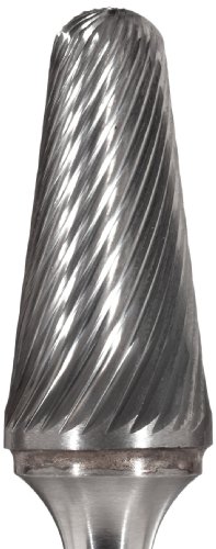 Bassett SM-43 Cone Solid Carbide Bur, неоткриен финиш, единечен сечење, обичен крај, 1/8 Shank, 1/8 дијаметар на главата, должина