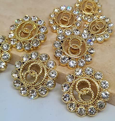 20 парчиња луксузни копчиња за тркалезно тркало, сјајни кристални метални копчиња за шиење облека DIY декор