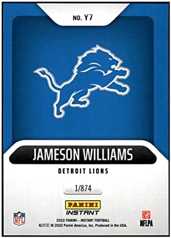 Jameson Williams RC 2022 Panini Instant година Една /874 дебитант /991Y7 NM+ -MT+ NFL фудбалски лавови