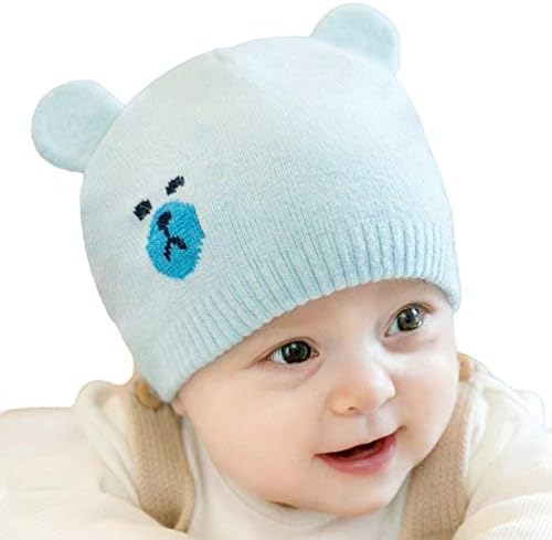 Xkt бебе момчиња девојчиња зимска плетена капа симпатична мечка череп капаче